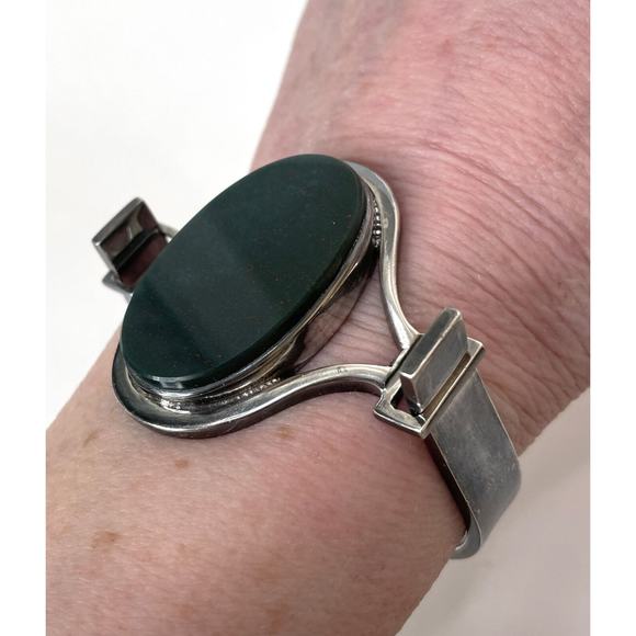 Joachim S'Paliu Sterling Silver MCM Bracelet Minimalist Green Agate Serpentine